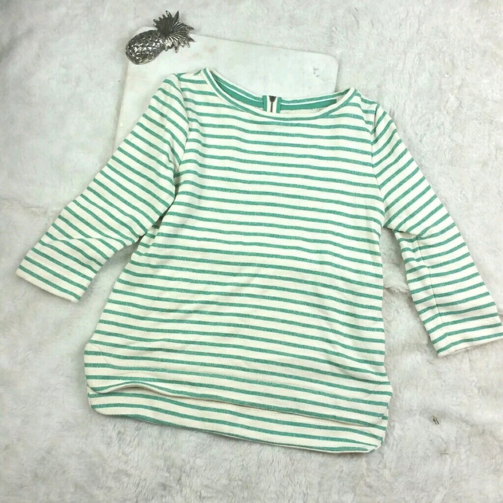 Ann Taylor Loft Exposed Zipper Striped Sweater S